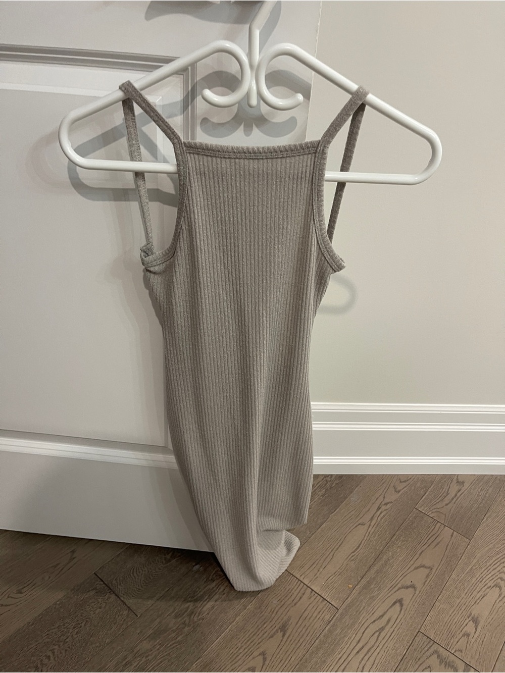 Aritzia Ribbed Tank Midi Dress in Taupe